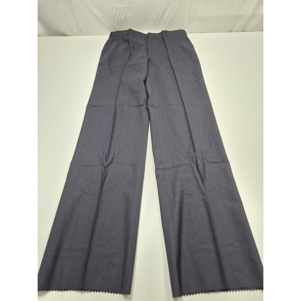 VTG John Alexander Dress Pants Men's 34x36 Blue Wool Flat Front Unhemmed